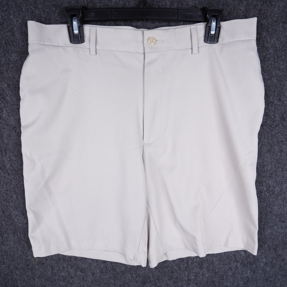 Pro Tour Golf Shorts Mens 34 Beige Excellent Flat Front Polyester Solid